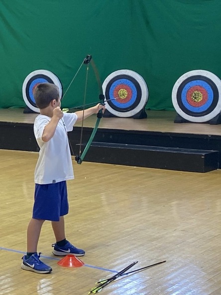 archery practice at BW summer adventure camp